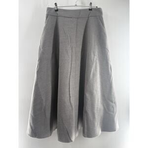 Women's Double Faced Wool A-Line High Waist Flare Midi Long Skirt Gray Size 8/10